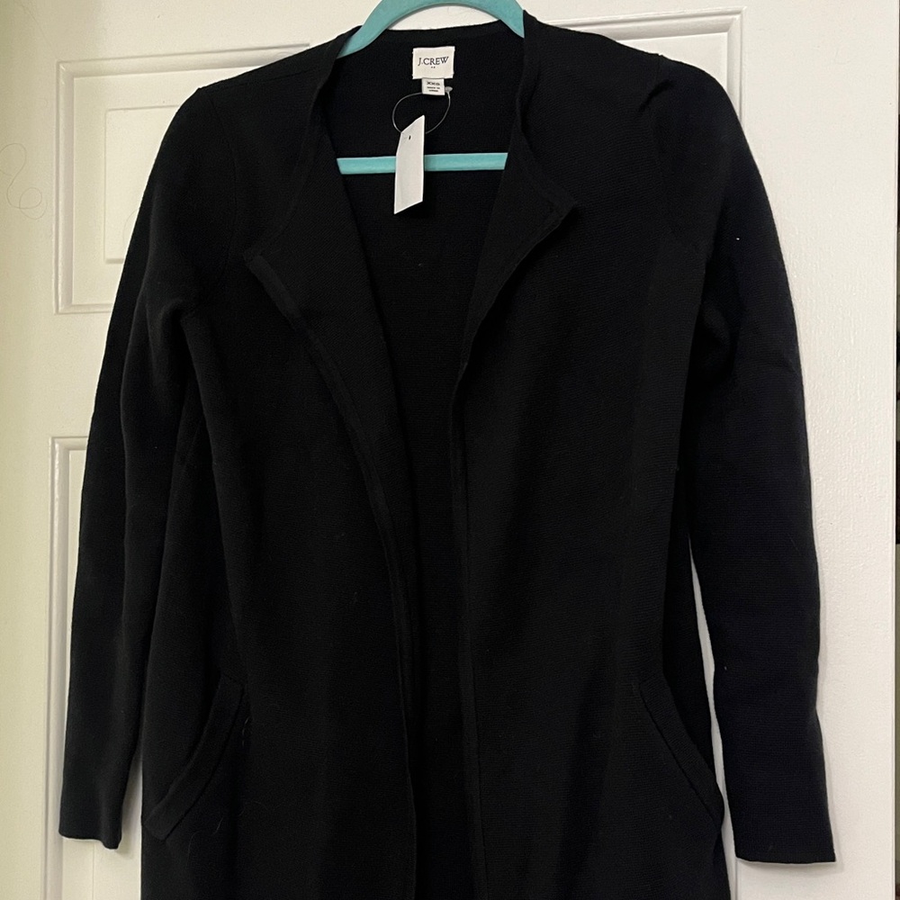 NWT long black J.crew cardigan with pockets